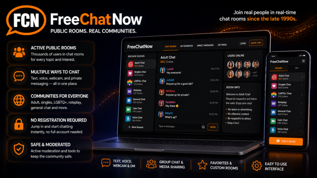 Free Chat Now chat rooms and community interface